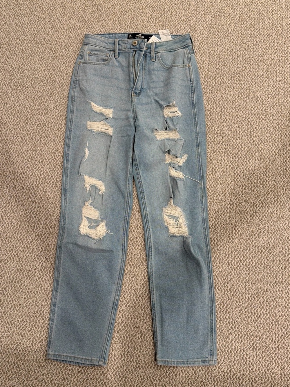 Hollister Light Blue Distressed Straight-Leg Jeans
